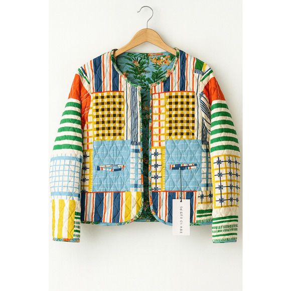 Sage x Claire Fresno Quilted Reversible Jacket Boho Cotton Open Style Size M - Picture 1 of 9